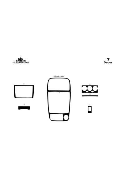 Kia Carens Torpido Kaplama 2000-2002 7 Parça Piano Black
