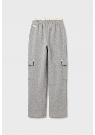 TOMMYLIFE Gri Melanj Çift Kemerli Kargo Cepli Palazzo Kız Çocuk Eşofman Alt - 75198