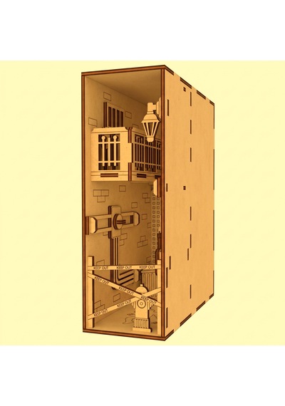 Crime Scene Diorama Book Nook Ahşap Maket Seti Dıy Miniatür Suç Mahalli Peri Led'li Kitaplık Dekoru