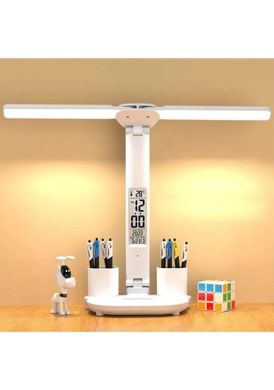 Katlanabilir Led Masa Lambası Dijital Ekranlı Saat Tarih Sıcaklık Göstergeli Usb 5v 1a 7w Dokunmatik Kontrollü Aya Genel