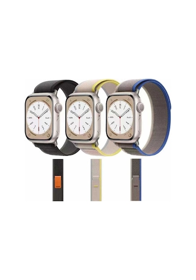 Watch 7 45mm Uyumlu Krd-77 Hasır Zore Kordon-gri-mavi