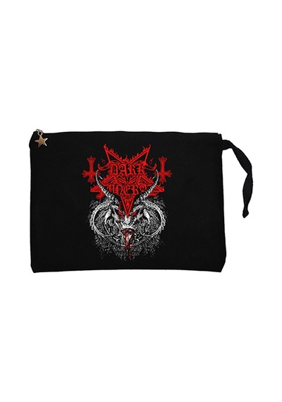 Dark Funeral Demon Head Siyah Clutch Astarlı Cüzdan / El Çantası Siyah
