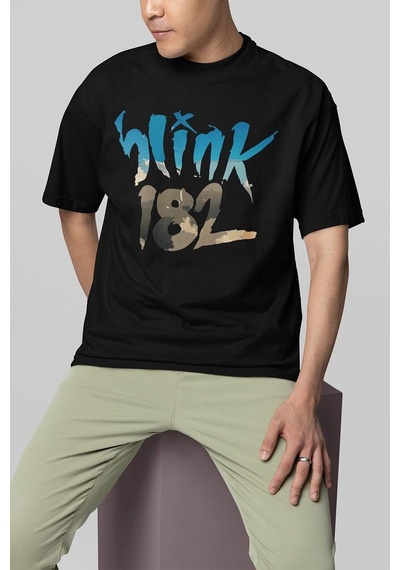 Sevbano Blink-182 Baskılı Unisex Oversize Rock Metal Müzik Grubu Tişört Siyah