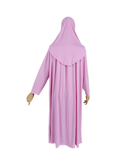 Pratik Tek Parça Organik Kız Çocuk Namaz Elbisesi Pembe