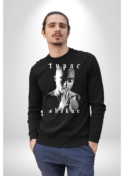 Tupac Shakur Şarkıcı Unisex Siyah Sweatshirt Siyah