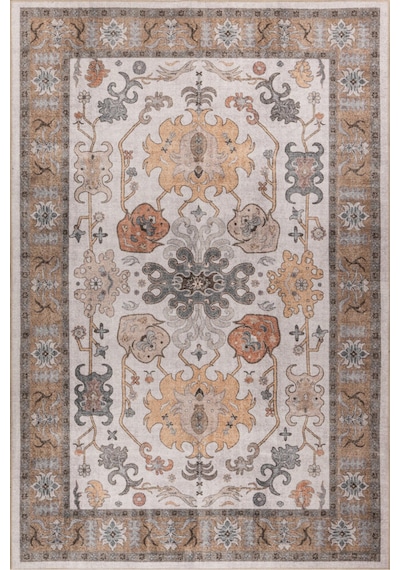 Foldy Vintage Desenli Dokuma Taban Dekoratif Kahverengi Halı Fl 35 Kahverengi 2