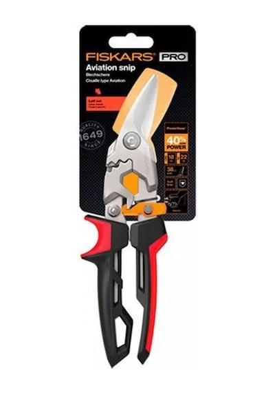 Fiskars 1027209 Powergear Metal Levha Makası - Sol Kesim