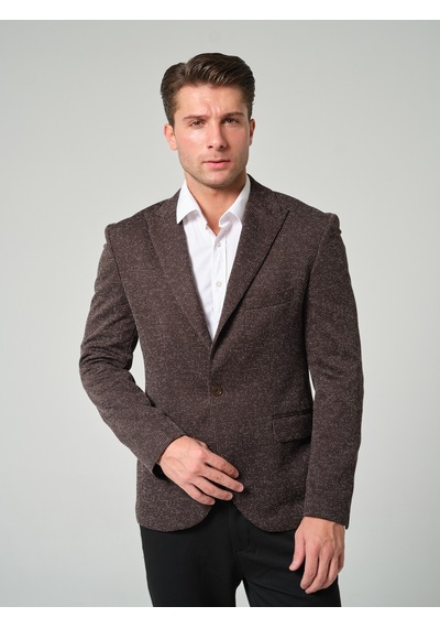 Bonesti Erkek Slim Fit Blazer Ceket Kahverengi Desenli