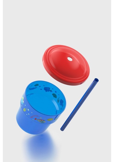 Renga Fizbo Balık Desenli 250 Ml Pipetli Pp Bebek Bardak 222049 Mavi - Kırmızı