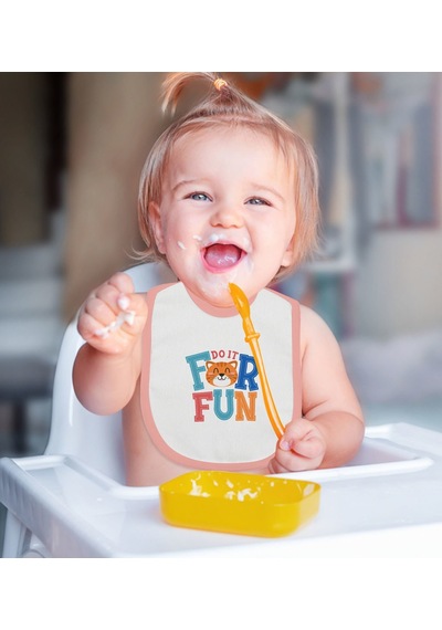 Bk Kids For Fun Tasarımlı Pembe Bebek Mama Önlüğü Pembe