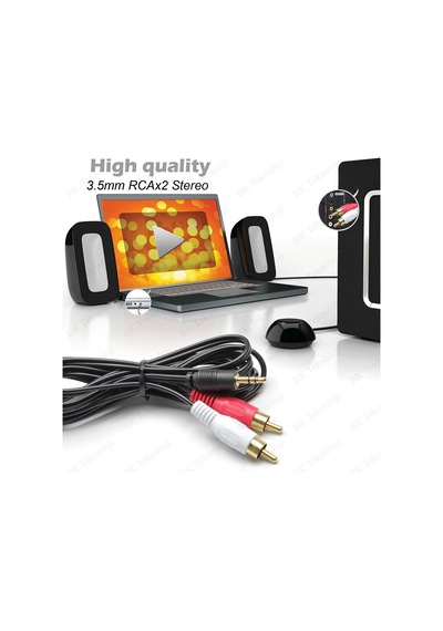 3.5 mm Erkek to 2 RCA Erkek Ses Kablosu - 1.5 Metre