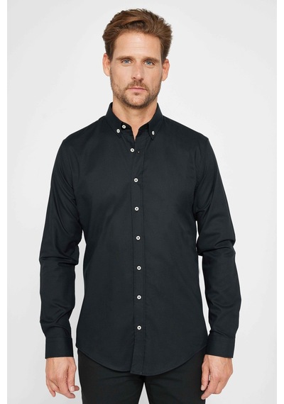 Tudors Slim Fit Dar Kesim Düğmeli Yaka Oxford Doku Pamuk Siyah Erkek Gömlek-31193-siyah Siyah Tudors Slim Fit Dar Kesim Düğmeli Yaka Oxford Doku Pamuk Siyah Erkek Gömlek-31193-siyah Siyah