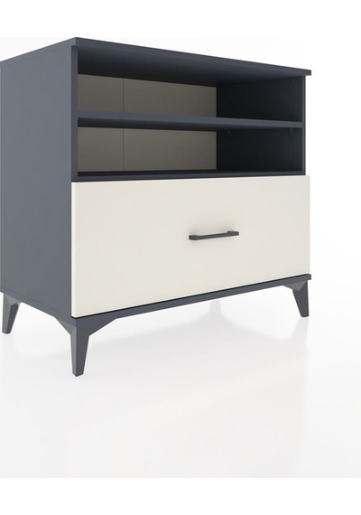 Hyperion Şifonyer 2 Raflı Tek Çekmeceli 88x44x80 Antrasit-aytaşı Antrasit