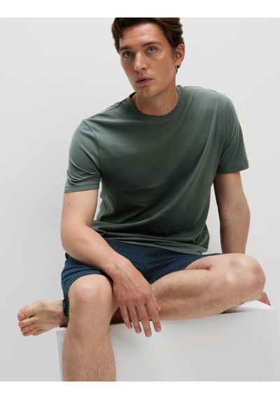Marks & Spencer Pure Cotton Geometrik Desenli Pijama Takımı T07000098 Yeşil