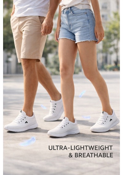 Velora Air Unisex Sneaker Hafif Nefes Alabilir Günlük Spor Ayakkabı Beyaz - Siyah