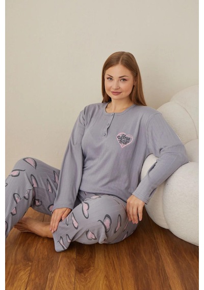 Boyraz Lindros Kadın Pamuklu Düğme Yaka Raporlu İnterlok Battal Pijama Takımı 05102 - 1 Adet Gri Boyraz Lindros Kadın Pamuklu Düğme Yaka Raporlu İnterlok Battal Pijama Takımı 05102 - 1 Adet Gri