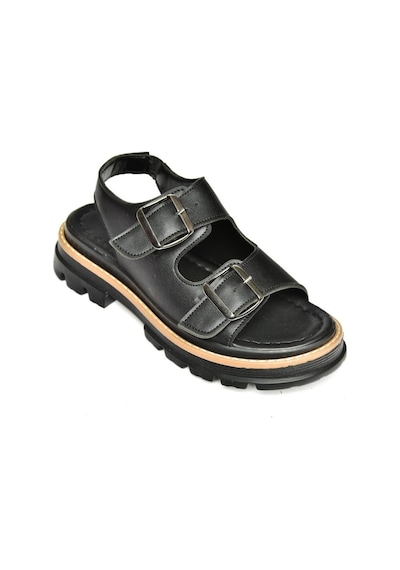 Fox Shoes S996079109 Siyah Kalın Tabanlı Kadın Sandalet Siyah
