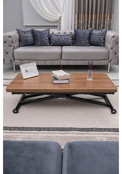 Home Üst Tabla Mdf Ceviz Oval Köşe Alt Ayak Siyah
