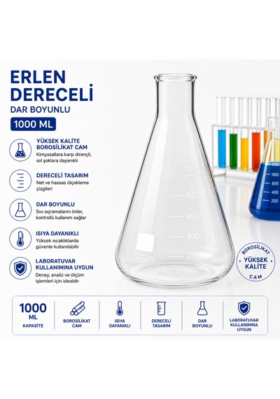 Erlen Dereceli Dar Boyunlu 1000 Ml