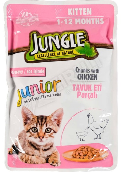 4 Adet Jungle Pouch Tavuk Parçalı Yavru Kedi Maması 100 Gr