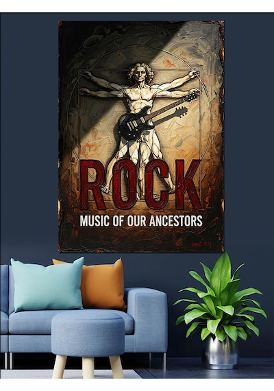 Ahşap Tablo Rock Müzik Ataları Vitruvius Sanatı