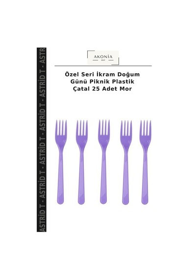 Özel Seri İkram Doğum Günü Piknik Plastik Çatal 25 Adet Mor