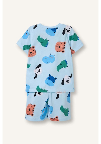 Defacto Hayvan Baskılı 2li Pijama Açık Mavi Takımı Erkek Bebek H7902a526hsbe440 Mavi-be440