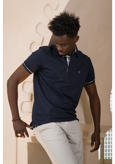 Paul Martin Regular Fit Yaka Garnili Pamuklu Polo Yaka T-shirt Lacivert