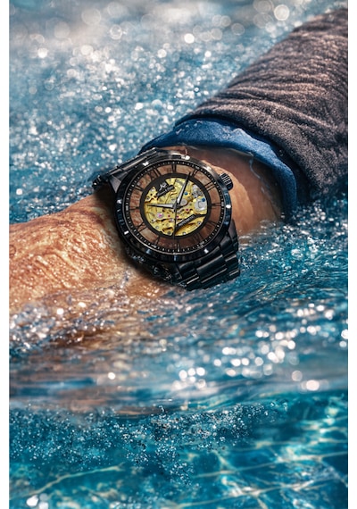 Kronen&söhne Mechanon Siyah Çelik Gold Skeleton Otomatik Mekanik Erkek Kol Saati Altın - Siyah