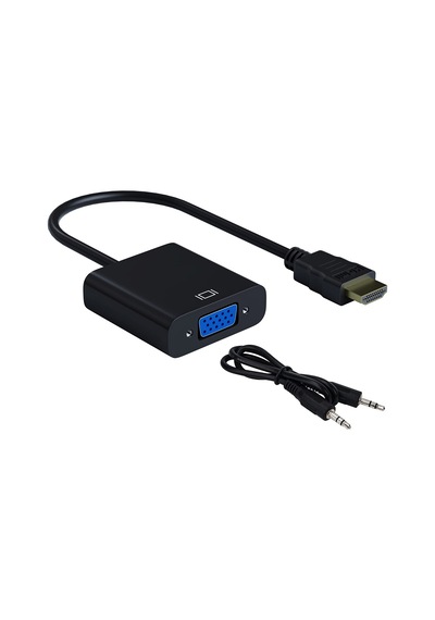 Hdmi to Vga Dönüştürücü 3.5mm Aux Ses Destekli Hdmi Erkek Vga Diş