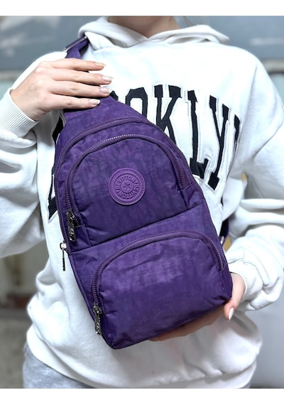 Su Geçirmez Kumaş Mor Unisex Body Bag Çapraz Omuz Çantası Mor