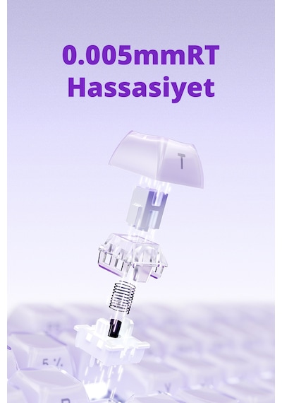 Gravastar Mercury V75 He Hall Effect Manyetik Switch Gaming Klavye, Hot-swappable, Rapid Trigger, 80