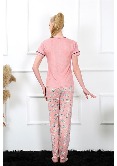 Akbeniz Kadın Gül Kurusu Kısa Kol Pijama Takım 20388 - S Gülkurusu