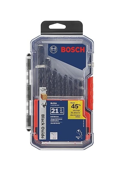 21 Piece Black Oxide Metal Drill Bit Set Bl21a