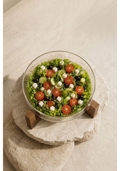 Akasya Standlı Borosilikat Cam Salata Ve Sunum Kasesi - Meyve Sunum Kasesi 2100 Ml Kahverengi