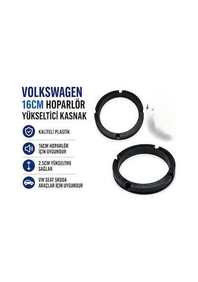 Volkswagen Hoparlör Yükseltici Kasnak 16cm - Vw - Seat - Skoda 16 Cm Hoparlör Kasnağı - 2 Adet