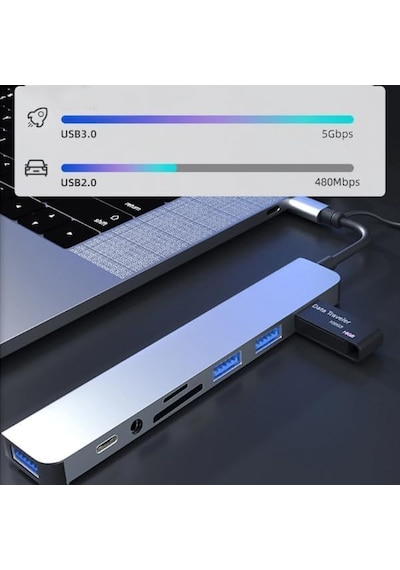 Jouis Usb Çoğaltıcı Dönüştürücü Adaptör Port Type C Usb 3.0 Hub For Mac Book Pro Air Otg Usb 3.0 Adapter Type-c Çevirici Usb Hub - Kaliteli Ve Hızlı 8 İn 1 Otg