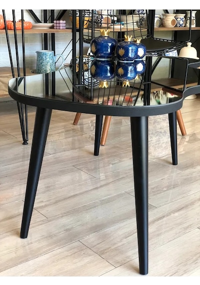 Fawdecor Aynalı Masif Ahşap Orta Sehpa - 120 X 75 Cm Siyah