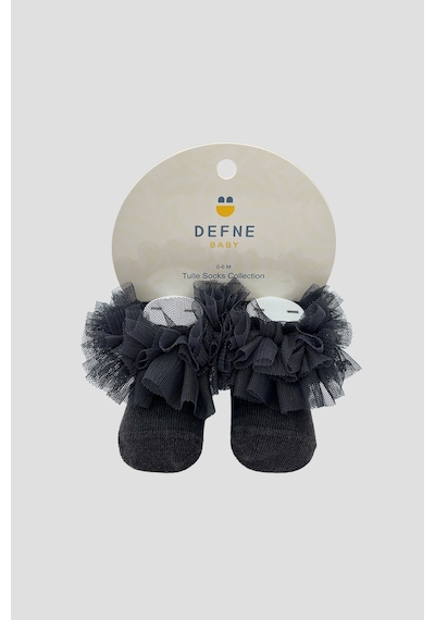 Defne Baby Yenidoğan Kız Bebek Tül Detaylı Tütü Yumuşak Füme Patik Çorap Füme