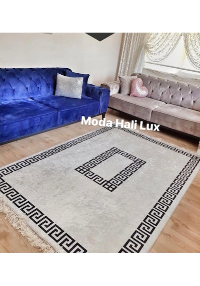 STY Home Şehzade Gri Kaymaz Tabanlı Makinede Yıkanabilir Halı Kilim Yolluk