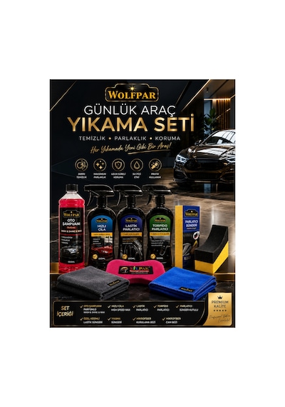 Günlük Araç Yıkama Seti Oto Şampuanı +hızlı Cila+lastik Parlatıcı+torpido Parlatıcı+parlatıcı Sünger+lastik Süngeri+yıkama Süngeri+mikrofiber Kurulama Bezi+mikrofiber Cam Bezi