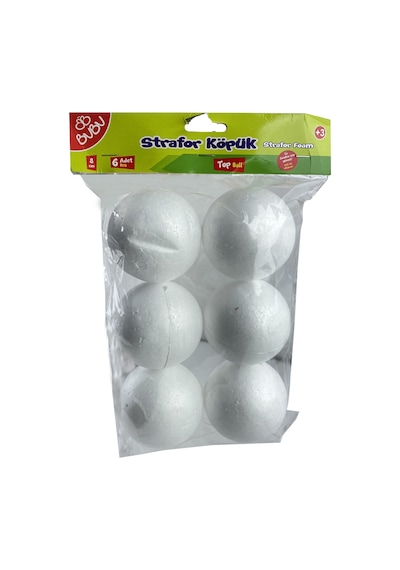Bu-Bu Strafor Köpük Top 8 CM 6'Lı Kp0005