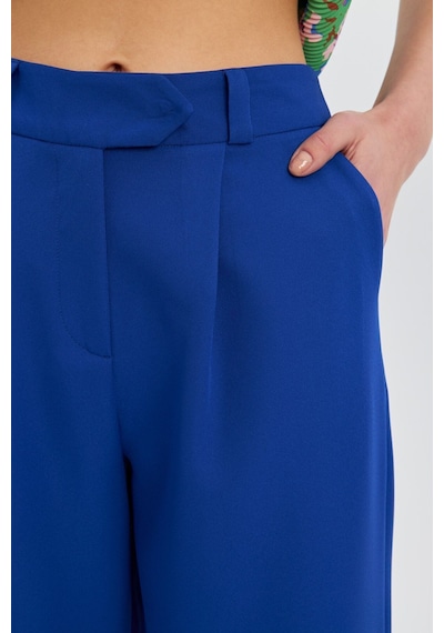 Stella Pulvis Mavi Yüksek Bel Wide Leg Krep Pantolon Mavi