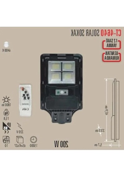 Solar Sensörlü Sokak Armatürü - Cata200w, Enerji Sınıfı A Açık Lacivert