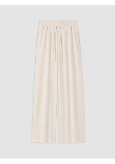 Lcw Modest Bej Beli Lastikli Kadın Geniş Paça Pantolon