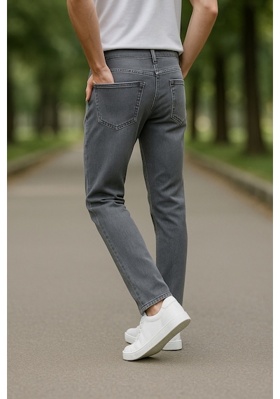 Cedy Denim Xcedy Premium Yüksek Kalite Erkek Klasik 5 Cep Yüksek Bel Regularfit Esnek Boru Paça Pantolon Gri