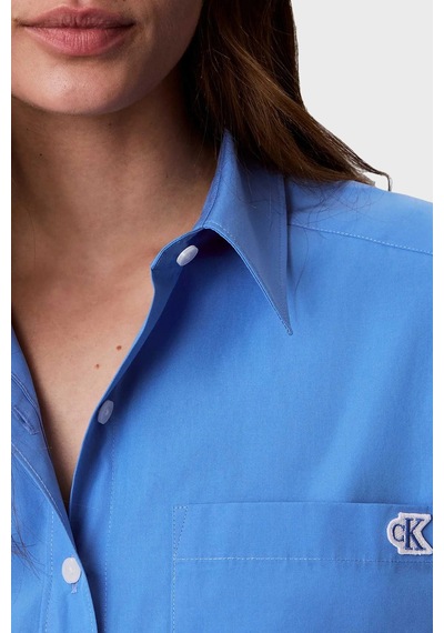 Calvin Klein % 100 Pamuk Poplin Logolu Kısa Gömlek Lv047f104gcg1 Bayan Gömlek Lv047f104g Cg1 Mavi