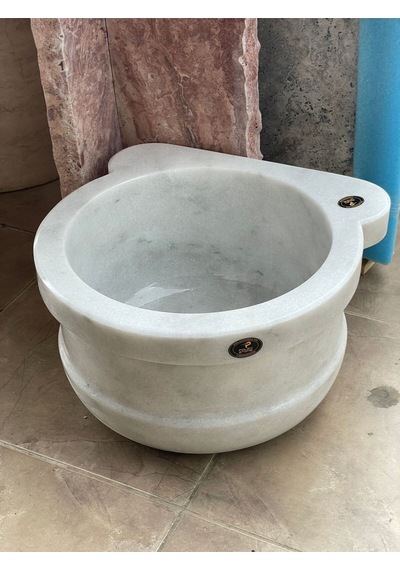 Beyaz Mermer Doğal Taş Hamam Kurnası Beyaz