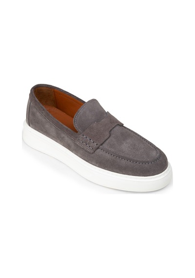 Deery Erkek Hakiki Süet Gri Loafer Ayakkabı - 02043mgrıp01 Gri