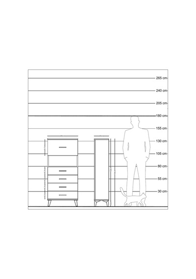Arges Dolap Tek Raflı 5 Çekmeceli 60x30x134 Aytaşı-antrasit Aytaşı
